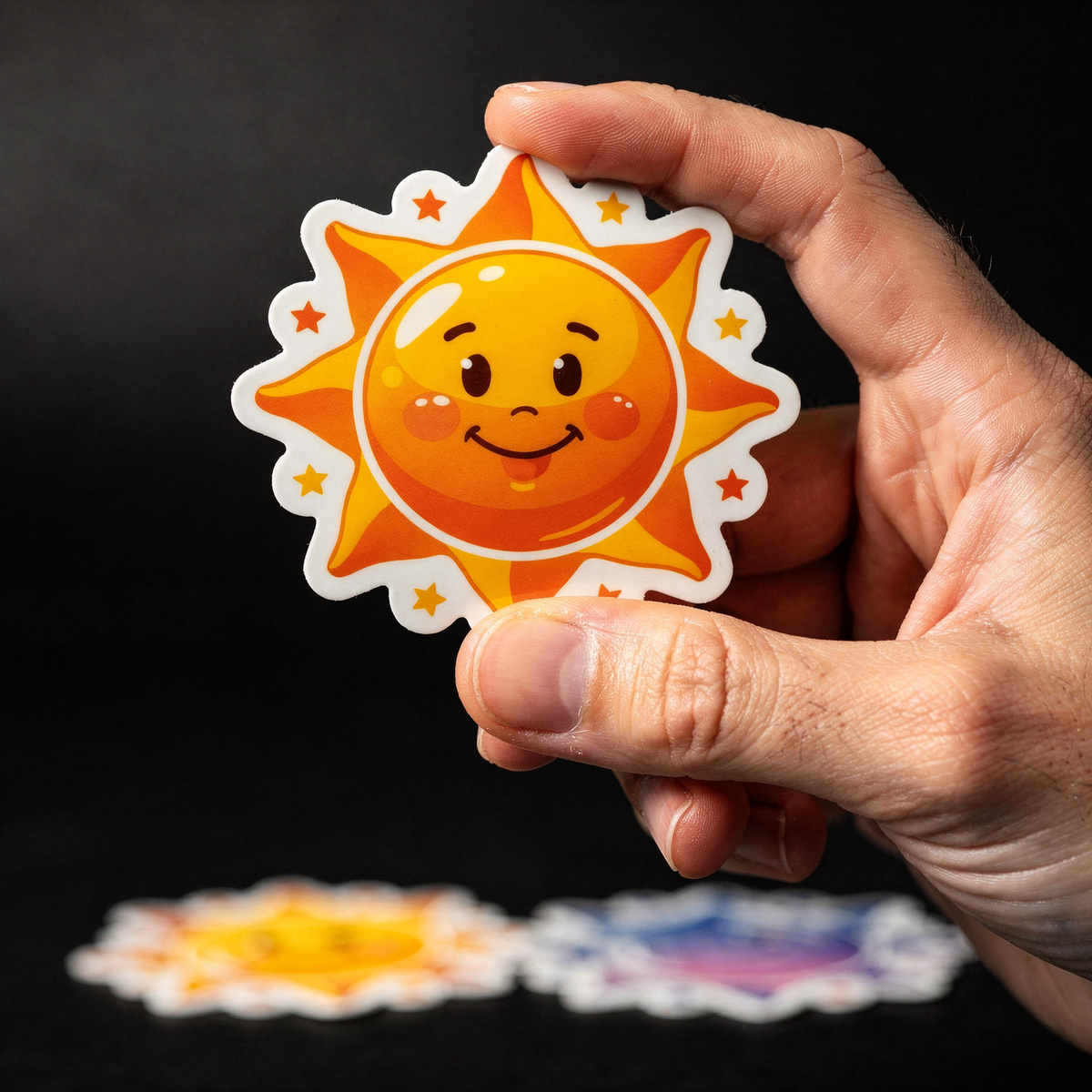 Sticker personnalisé vinyle brillant découpe à la forme - soleil rétro
