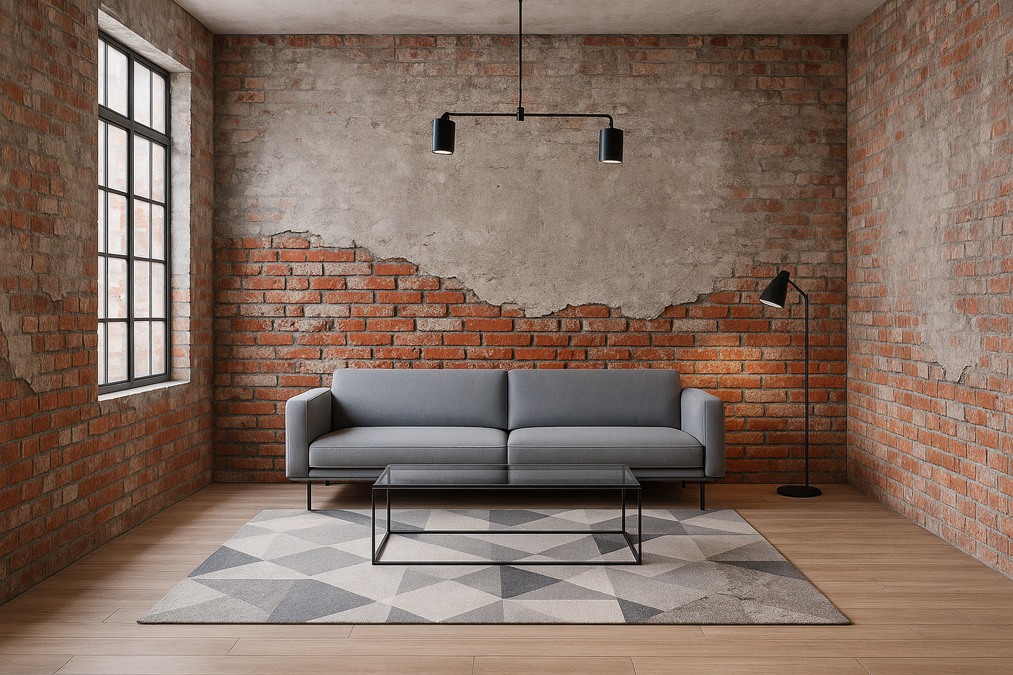 Papier peint effet béton et brique style loft new-yorkais