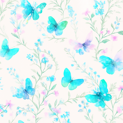 Papier Peint Fleurs Sauvages et Papillons Aquarelle