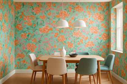 Papier Peint Floral Style Peinture aux Teintes Fraîches