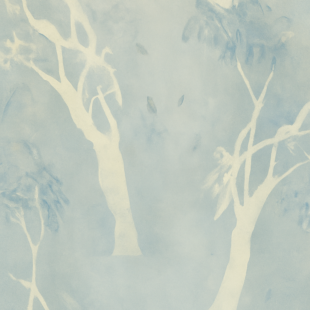 Papier peint Forêt de brouillard et oiseaux