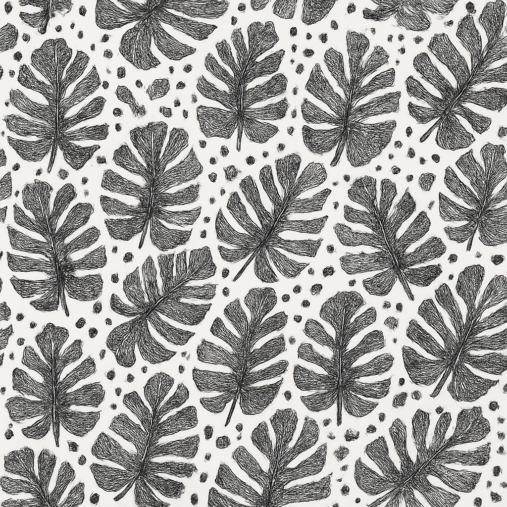 Papier Peint Tropiques Noir et Blanc