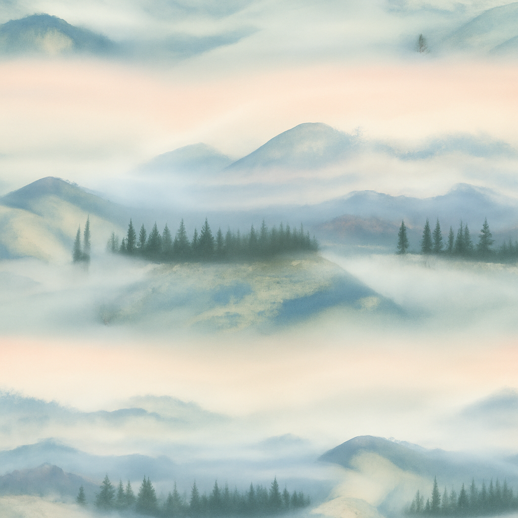 Papier peint paysage montagne à l'aube en aquarelle