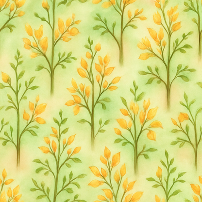 Papier Peint Paysage Forestier Texturé aux Feuilles Pastel