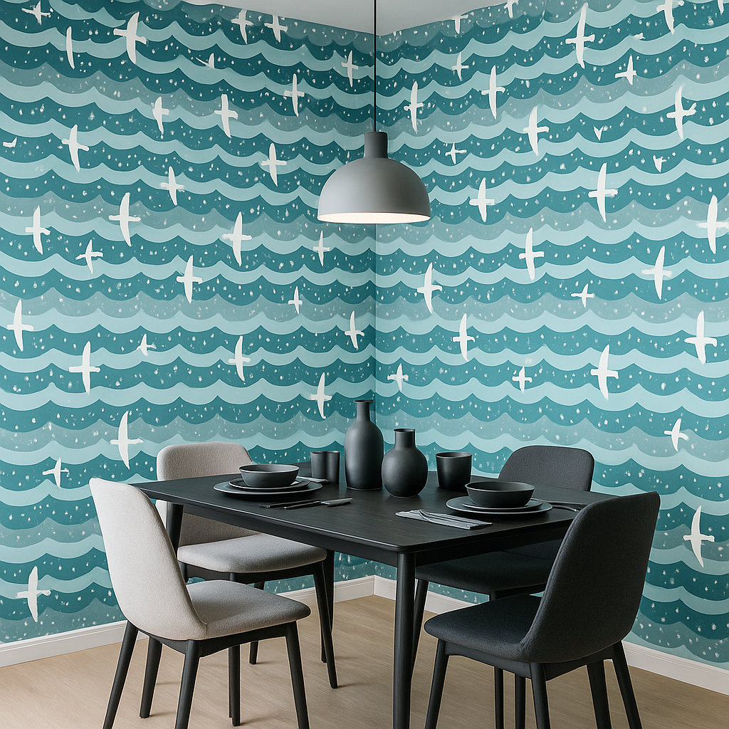 Papier peint Mouettes au-dessus de la mer
