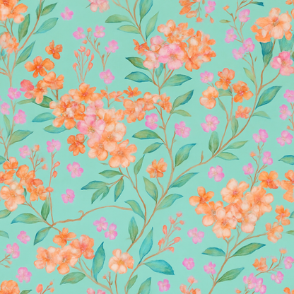 Papier Peint Floral Style Peinture aux Teintes Fraîches