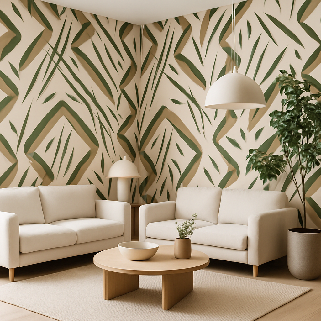 Papier peint abstrait formes géométriques tropicales