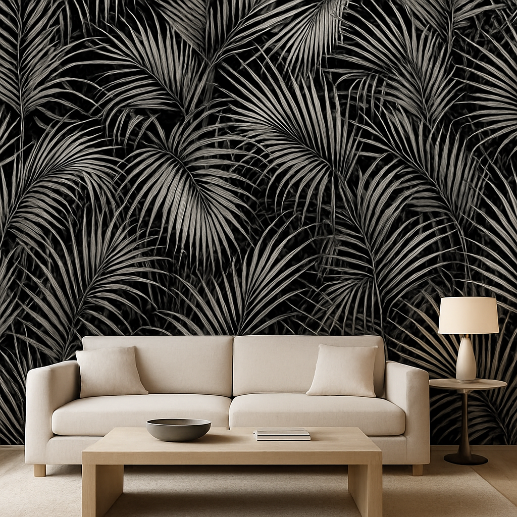 Papier peint Tropiques Noir et Blanc