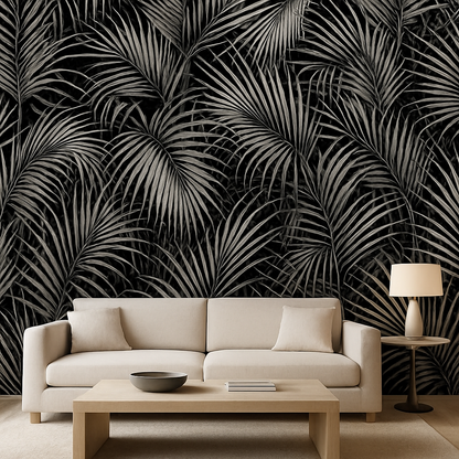 Papier peint Tropiques Noir et Blanc