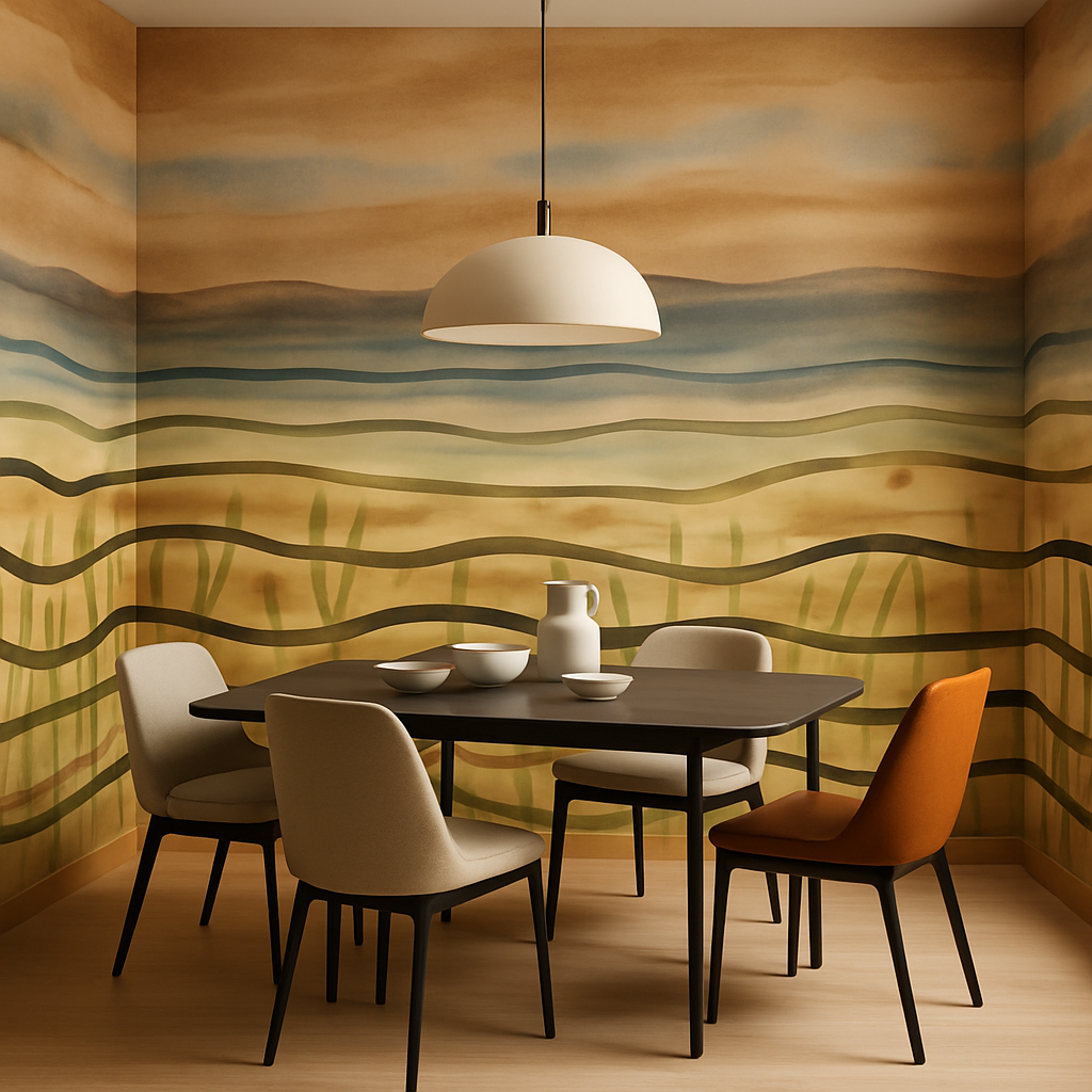 Papier peint Paysage Plage Sauvage style Peinture à l'huile