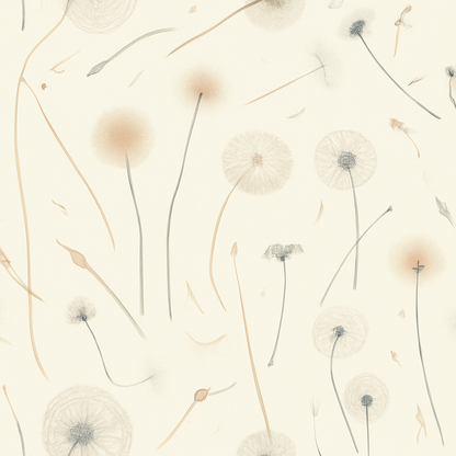 Papier peint champ de pissenlits et fleurs sauvages