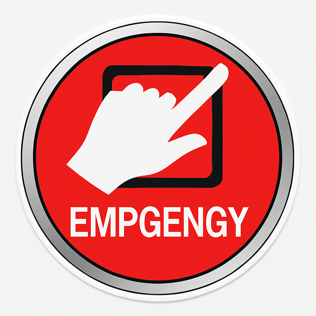 Sticker Bouton Arrêt d'Urgence 15x15 cm