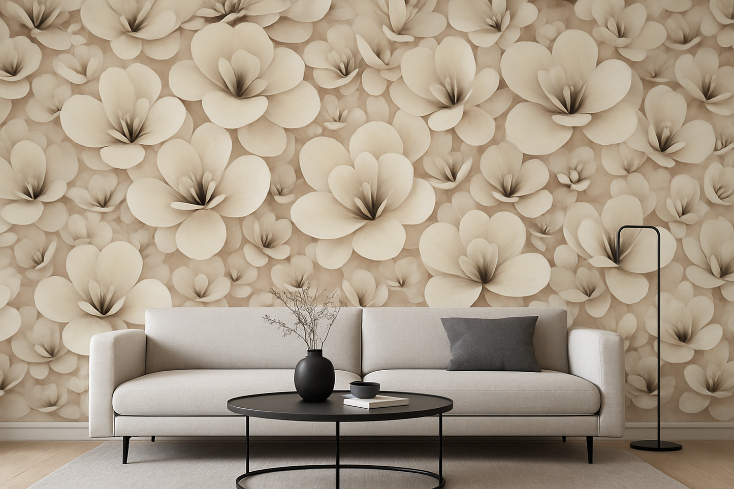 Papier peint fleurs en 3D élégant