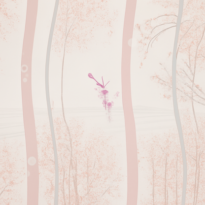 Papier Peint Fleurs Abstraites Blanches et Herbe Délicate