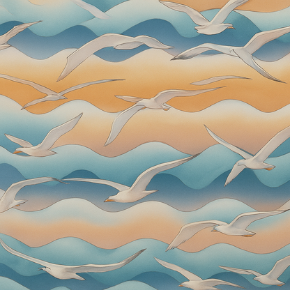 Papier peint Mouettes et Mer au Lever du Soleil