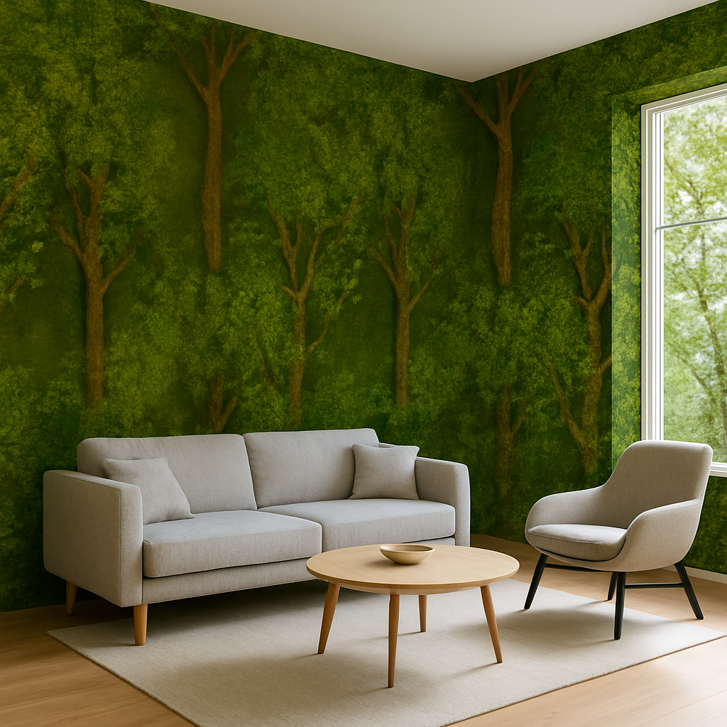 Papier Peint Imitation Forêt de Feuillus