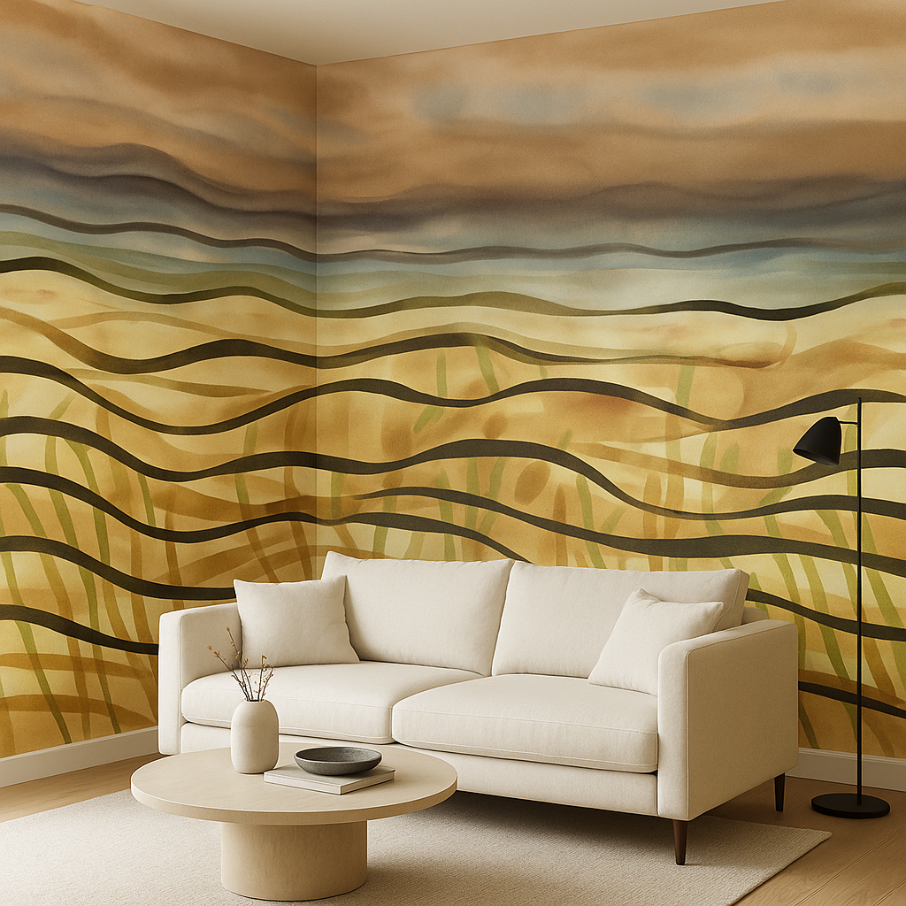 Papier peint Paysage Plage Sauvage style Peinture à l'huile