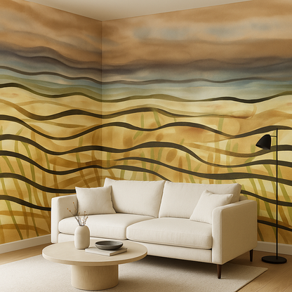 Papier peint Paysage Plage Sauvage style Peinture à l'huile