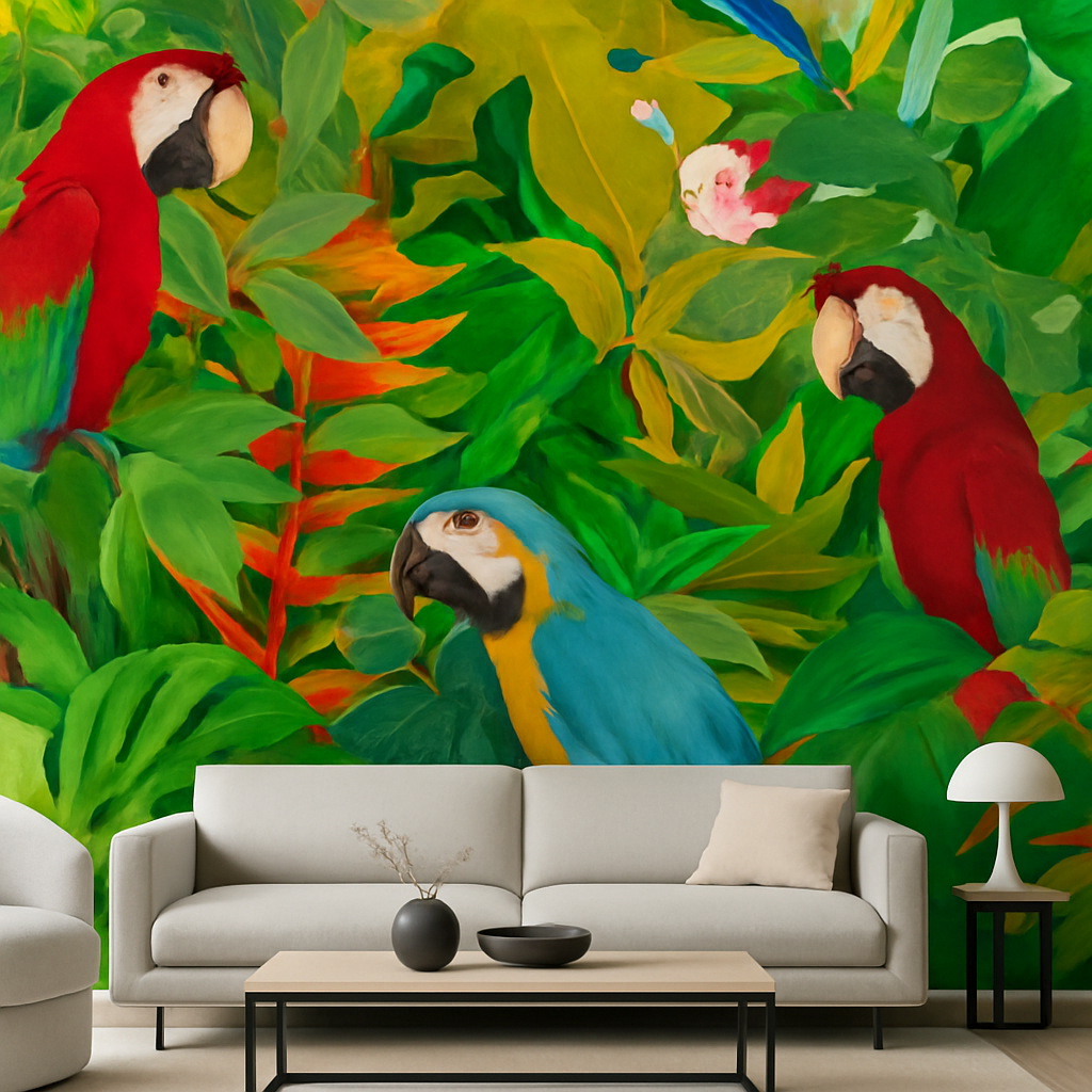 Papier peint Perroquets dans la forêt tropicale
