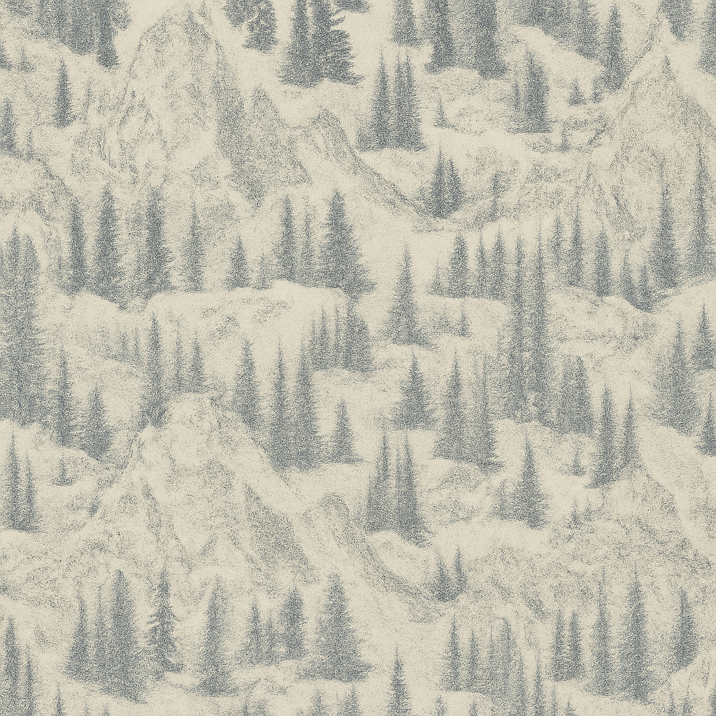 Papier Peint Hiver Montagne Forêt Alpes Dessin au Crayon