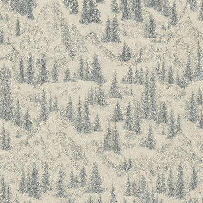 Papier Peint Hiver Montagne Forêt Alpes Dessin au Crayon
