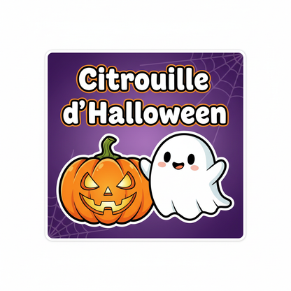Sticker Citrouille Fantôme d’Halloween - Décoration Hantée