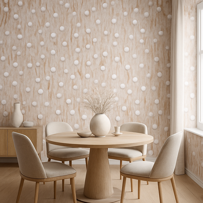 Papier peint Fleurs blanches en coton doux et Herbes hautes orange