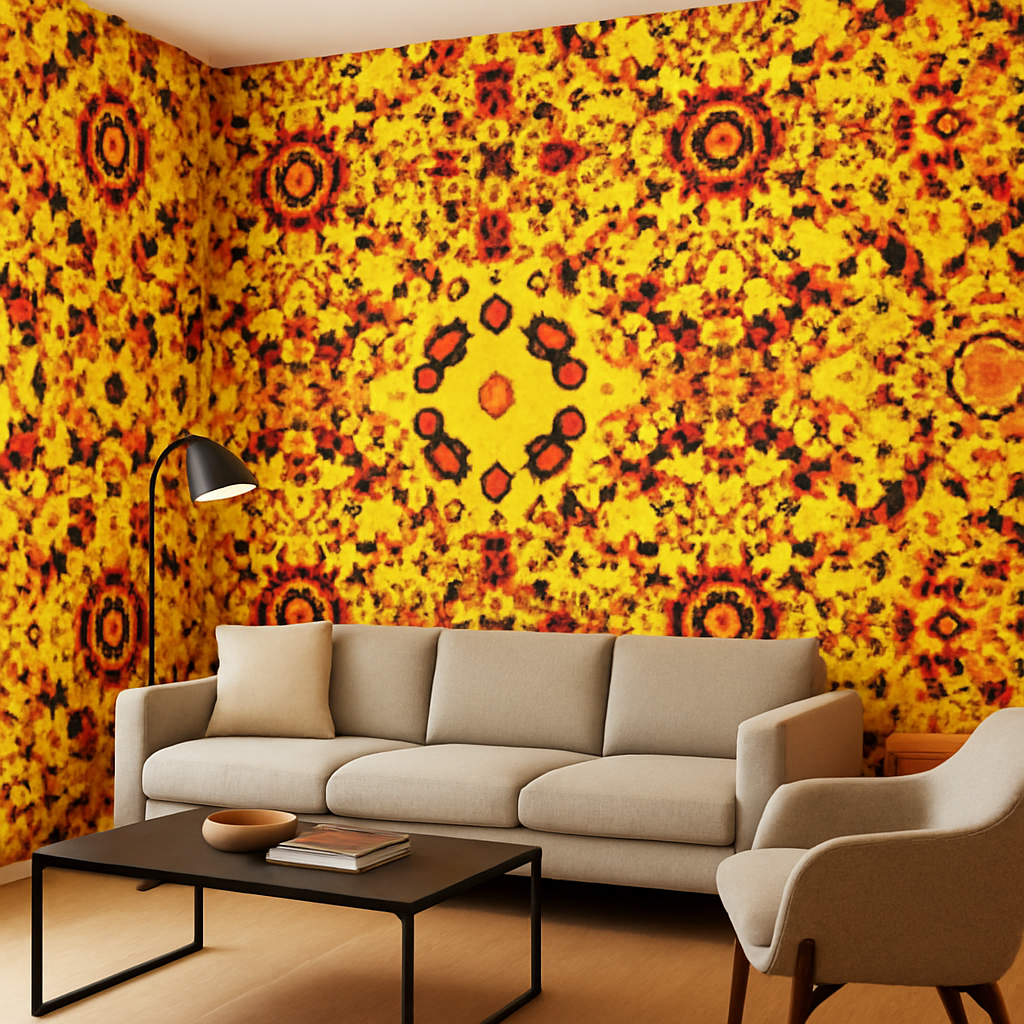 Motif Rétro Pop Seventies aux Couleurs Chaudes
