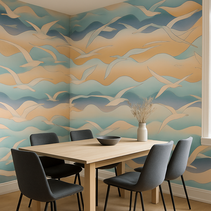 Papier peint Mouettes et Mer au Lever du Soleil