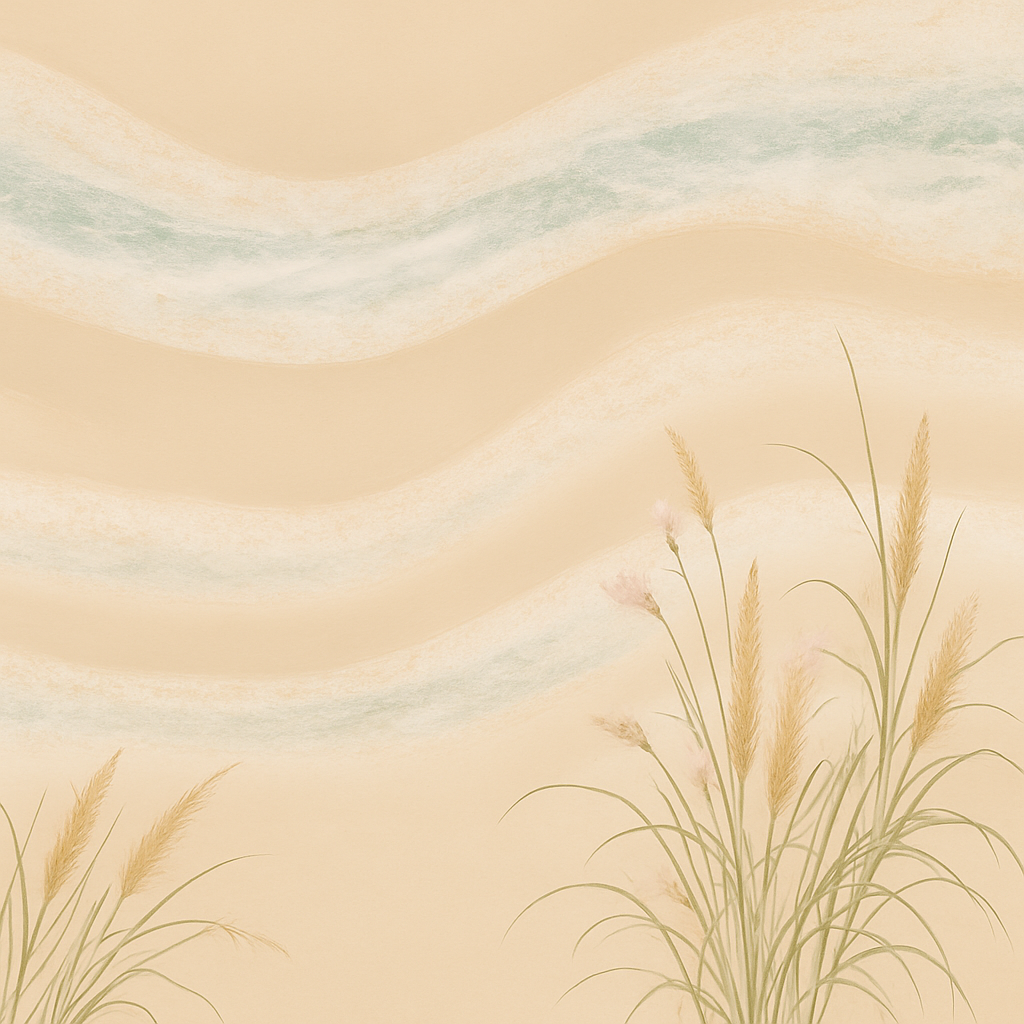 Papier Peint Champ de Blé et Plage Pastel