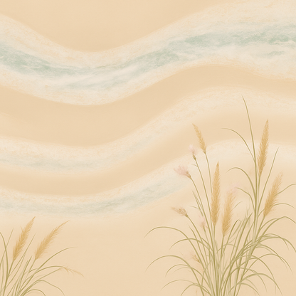 Papier Peint Champ de Blé et Plage Pastel