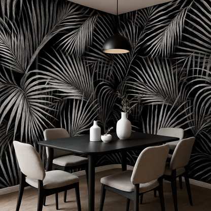 Papier peint Tropiques Noir et Blanc