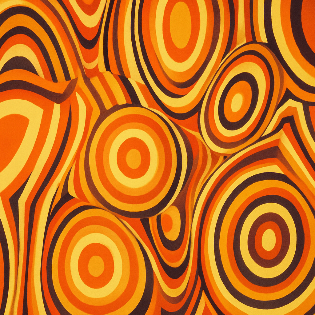 Papier peint motifs rétro seventies aux couleurs chaudes
