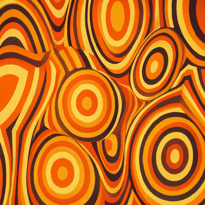 Papier peint motifs rétro seventies aux couleurs chaudes