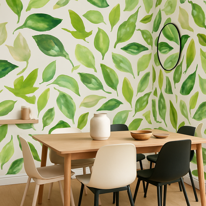 Papier Peint Feuilles Vertes Aquarelle