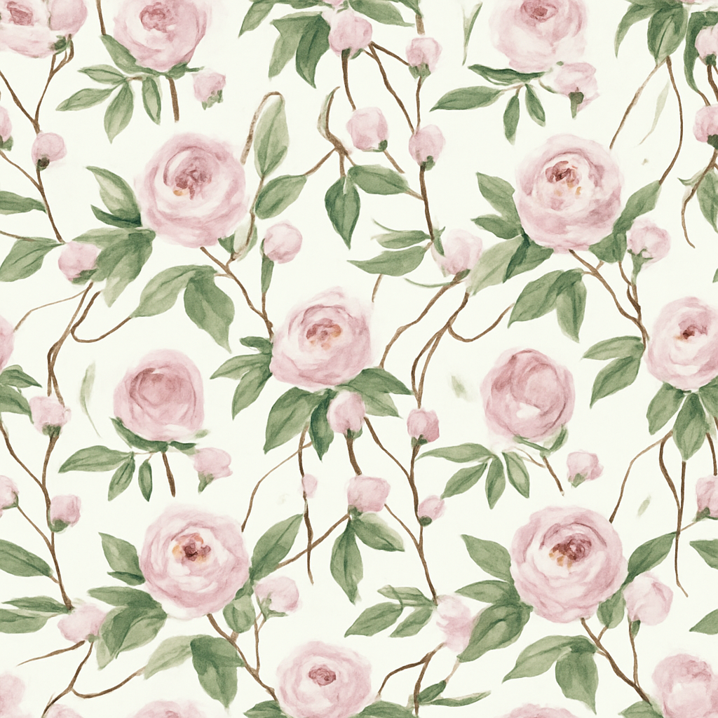 Papier Peint Naturel aux Feuilles Vertes et Fleurs Blanches