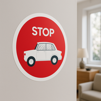 Sticker Voiture Stop Rond 10x10 cm