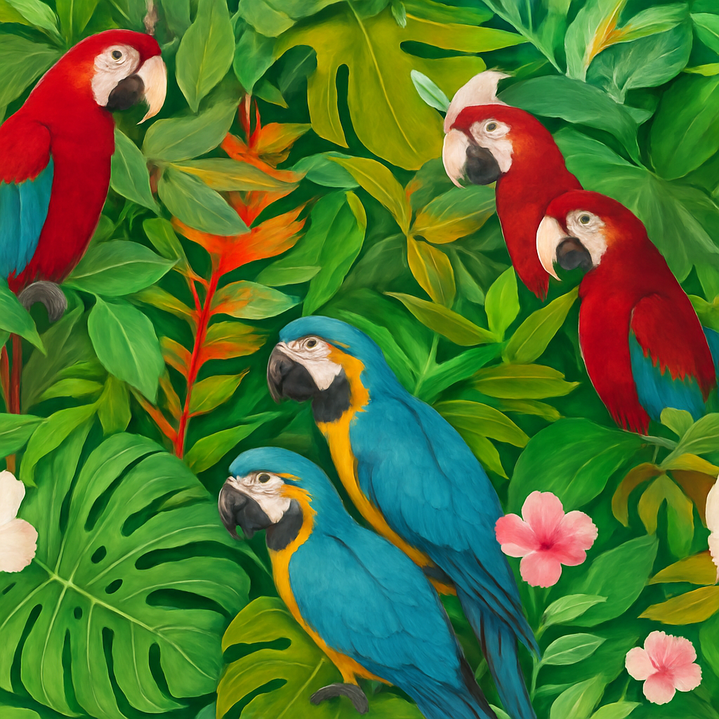 Papier peint Perroquets dans la forêt tropicale