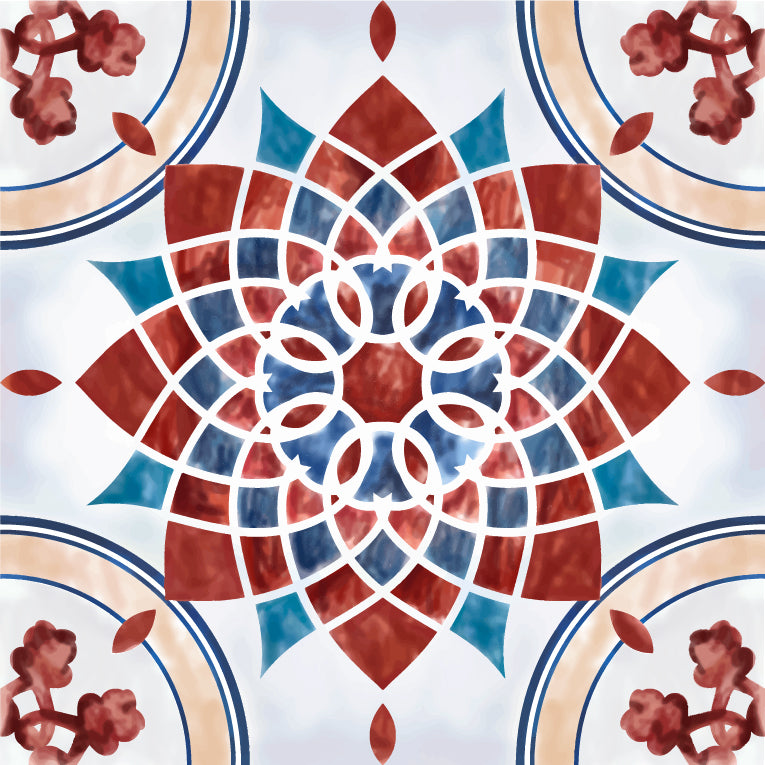 ADHÉSIF CARRELAGE - DÉCORATION DE CARREAUX - MOSAÏQUE STYLE MANDALA FLEUR