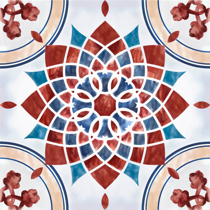 ADHÉSIF CARRELAGE - DÉCORATION DE CARREAUX - MOSAÏQUE STYLE MANDALA FLEUR
