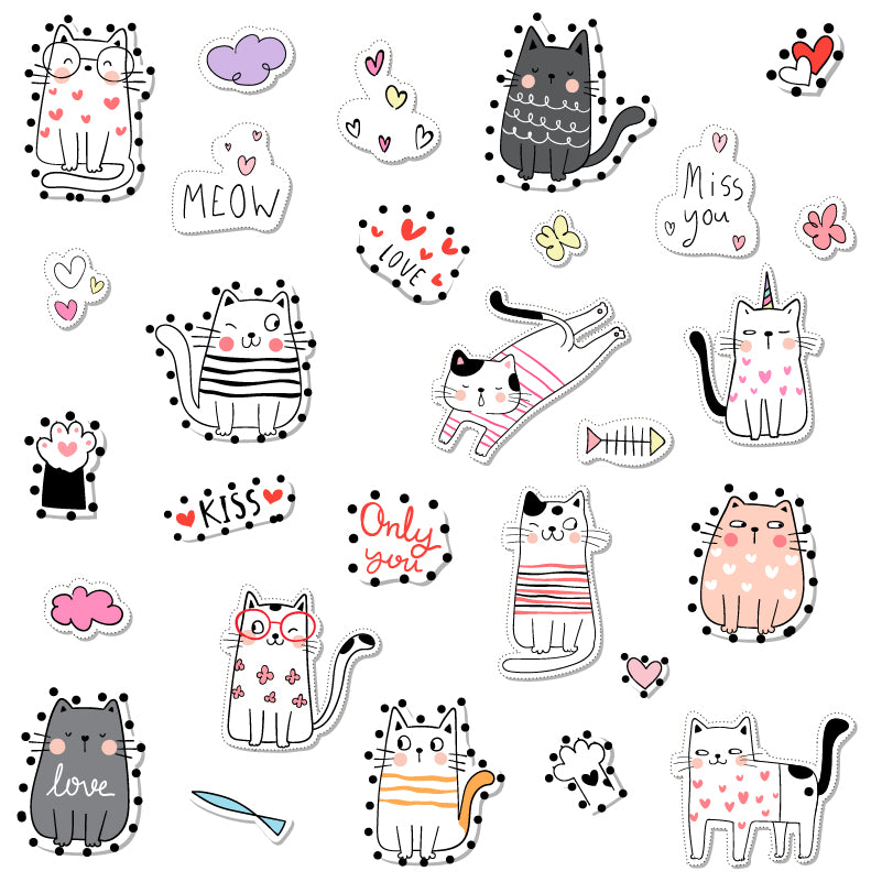 Chat, Autocollants Stickers Cat Mignon Cute Scrapbooking Papeterie Décoration Loisir Créatif