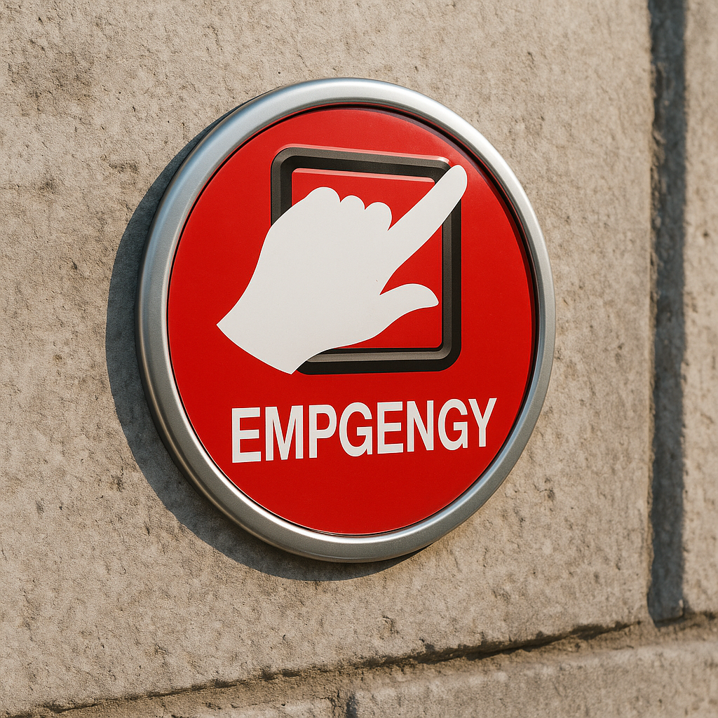 Sticker Bouton Arrêt d'Urgence 15x15 cm