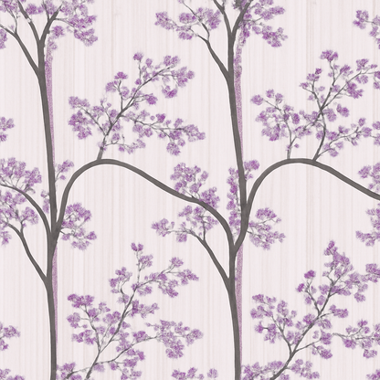 Papier peint Arbres en Fleurs et Oiseaux