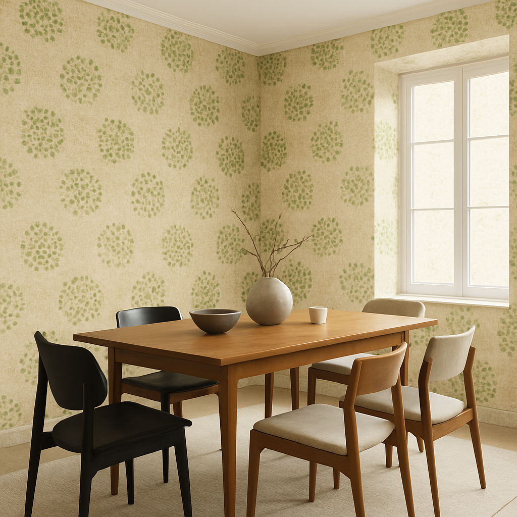 Papier Peint Cadre Floral Vert Aquarelle