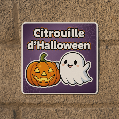 Sticker Citrouille Fantôme d’Halloween - Décoration Hantée