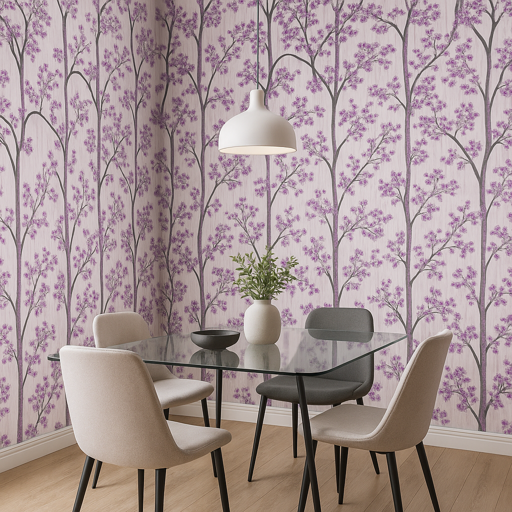 Papier peint Arbres en Fleurs et Oiseaux