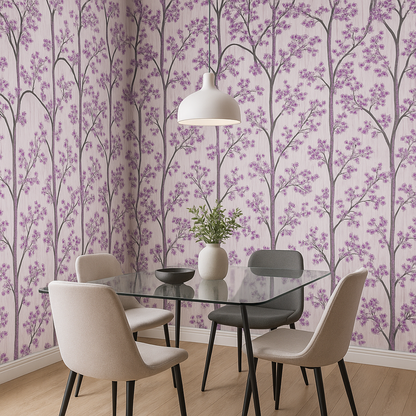 Papier peint Arbres en Fleurs et Oiseaux
