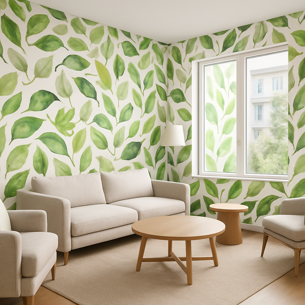 Papier Peint Feuilles Vertes Aquarelle