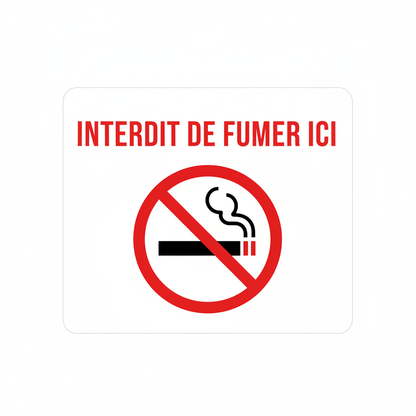 Sticker Panneau Interdit de Fumer - Signalétique Claire