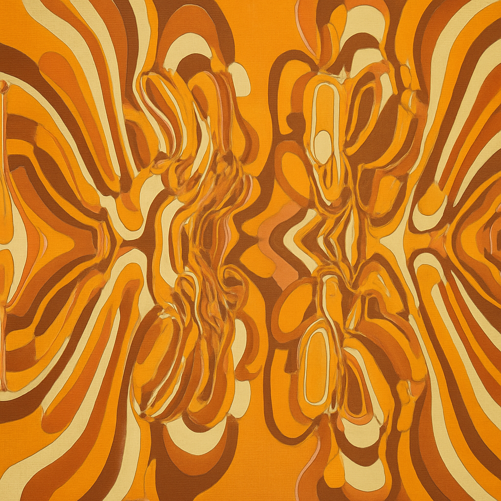 Papier Peint Motifs Rétro Seventies aux Couleurs Chaudes